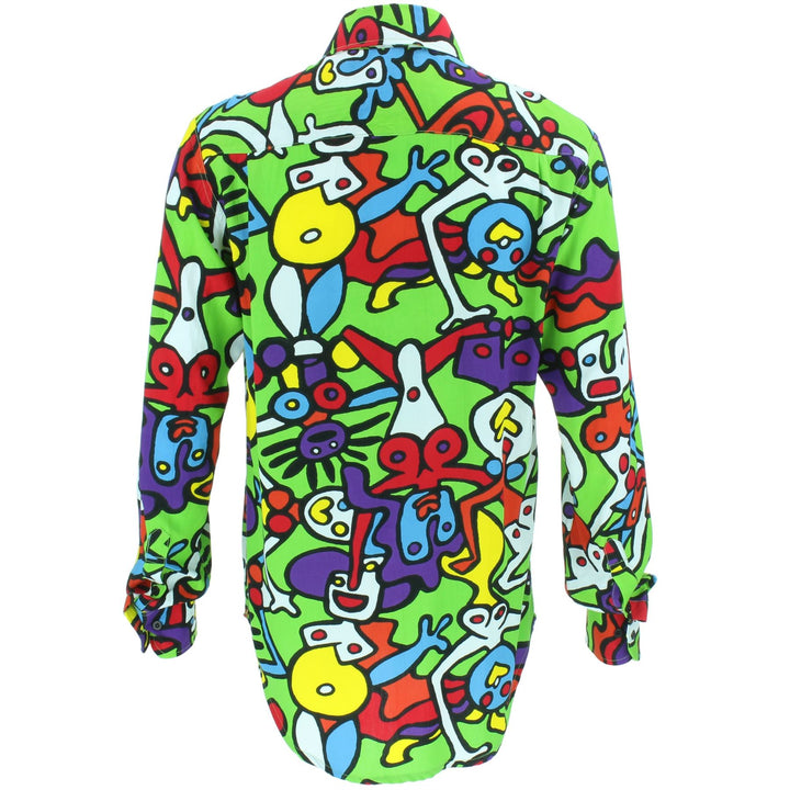 Regular Fit Long Sleeve Rayon Shirt - Tiffy Print - Green