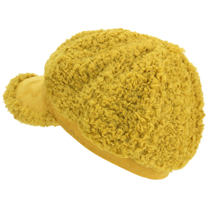 Macahel Soft Towelling Sherpa Peaked Cap - Mustard