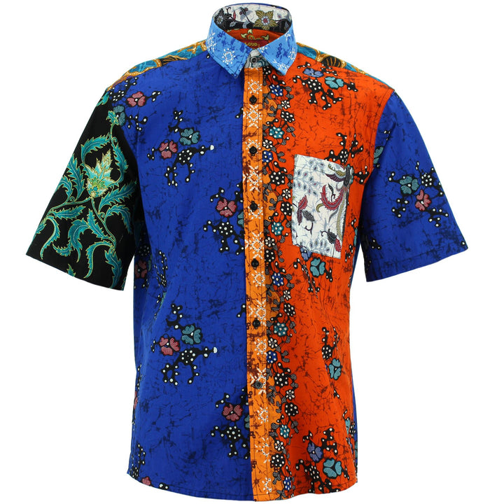 Regular Fit Short Sleeve Shirt - Random Mixed Panel - Traditional Batik