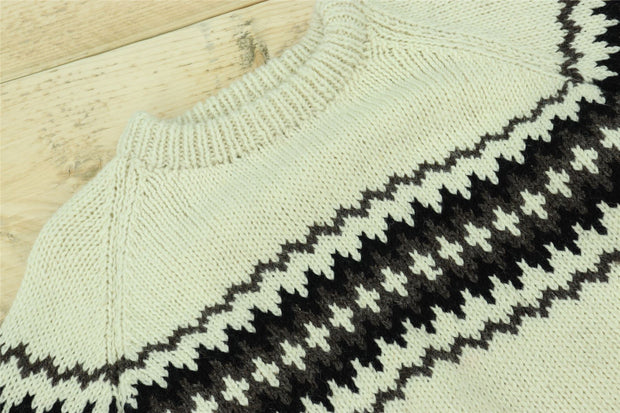 Hand Knitted Wool Jumper - Fairisle Cream