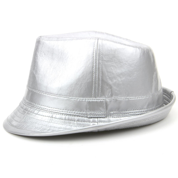 Shiny PU leather trilby hat - Silver