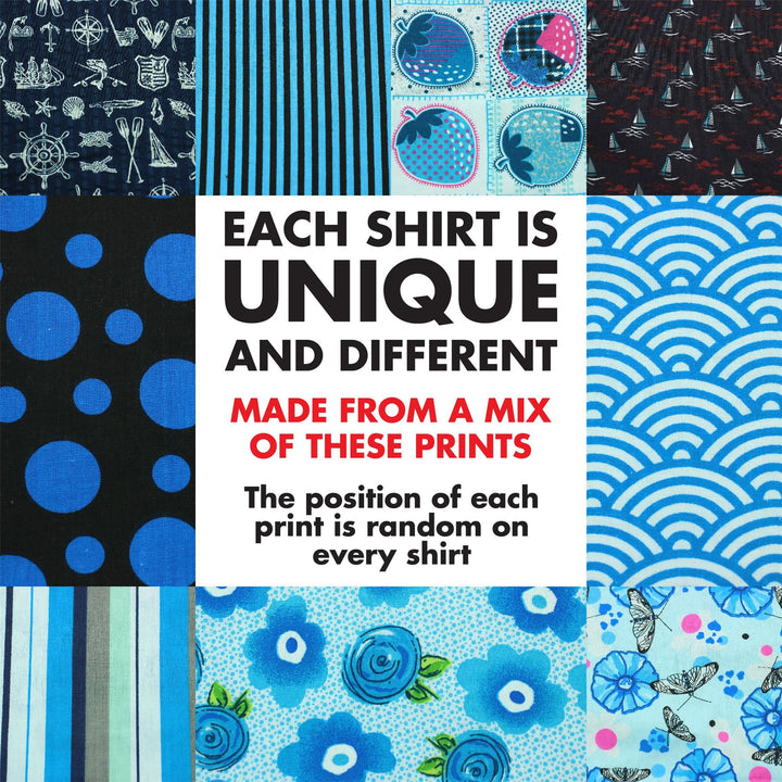 Regular Fit Long Sleeve Shirt - Random Mixed Panel - Blues