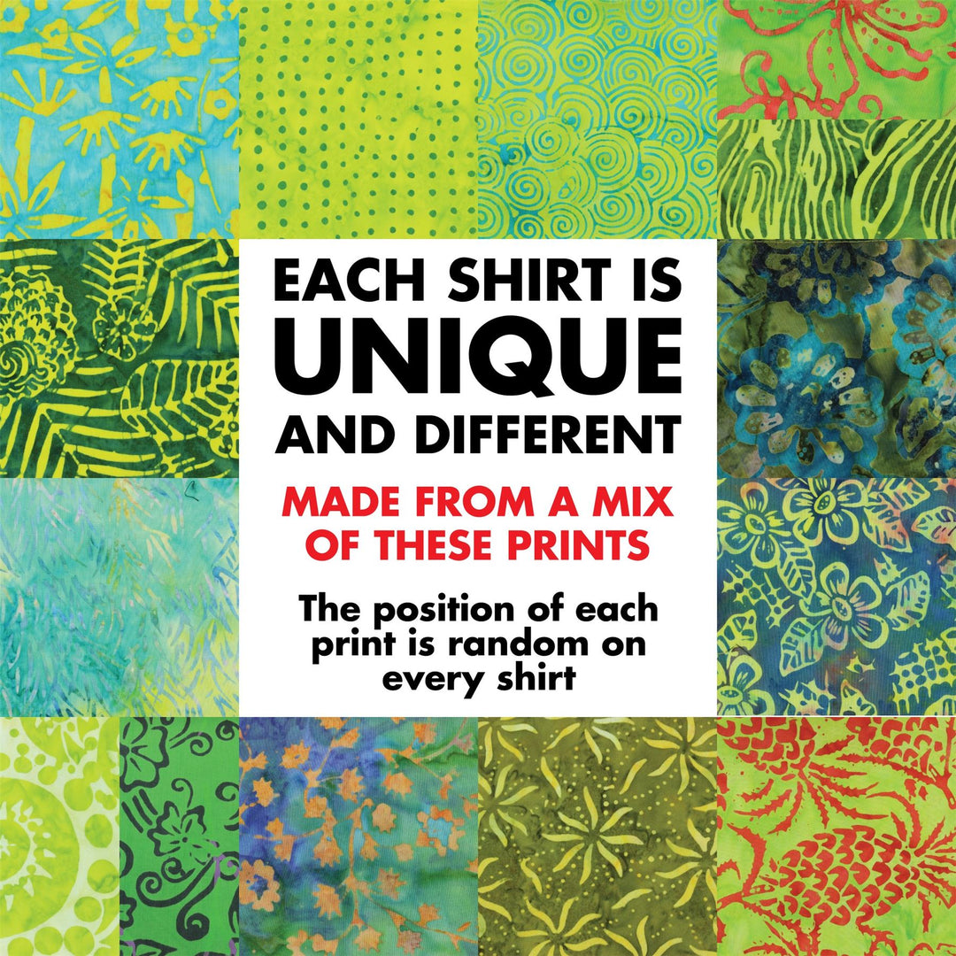 Regular Fit Long Sleeve Shirt - Random Mixed Batik - Bright Green