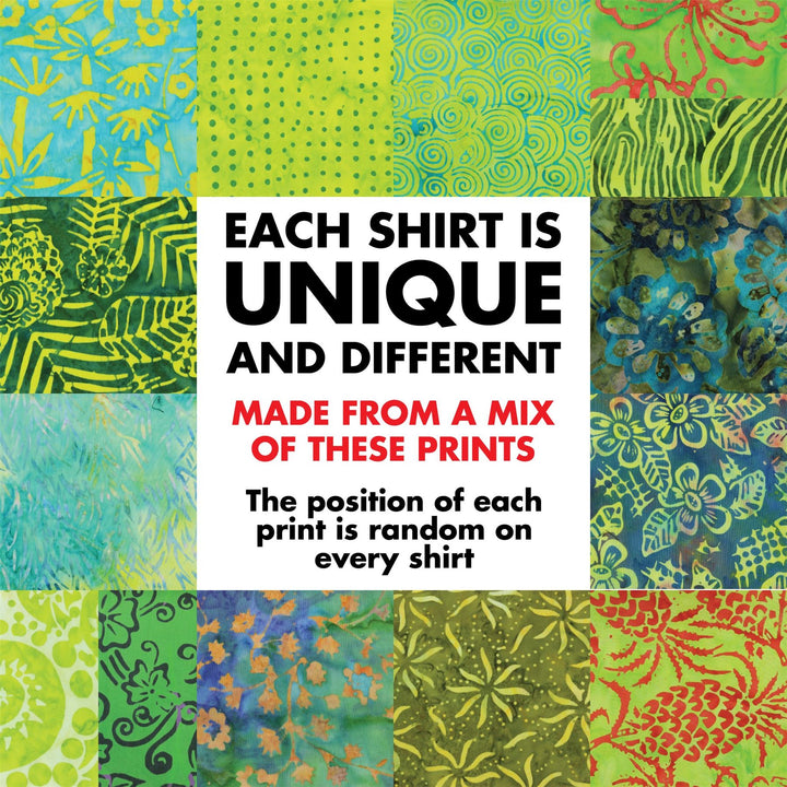 Regular Fit Long Sleeve Shirt - Random Mixed Batik - Bright Green