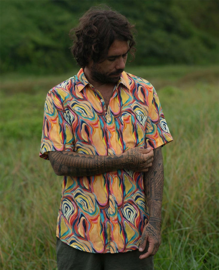 Regular Fit Short Sleeve Shirt - Psychedelic Liquid
