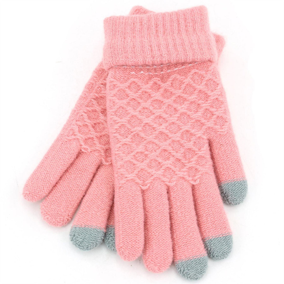 Lattice Touch Screen Gloves - Pink