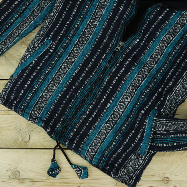 Brushed Gheri Cotton Hoodie Fleece Lined - Blue