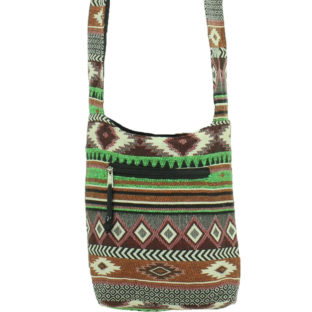 Cotton Canvas Sling Shoulder Bag - Aztec Green