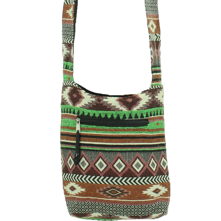 Cotton Canvas Sling Shoulder Bag - Aztec Green