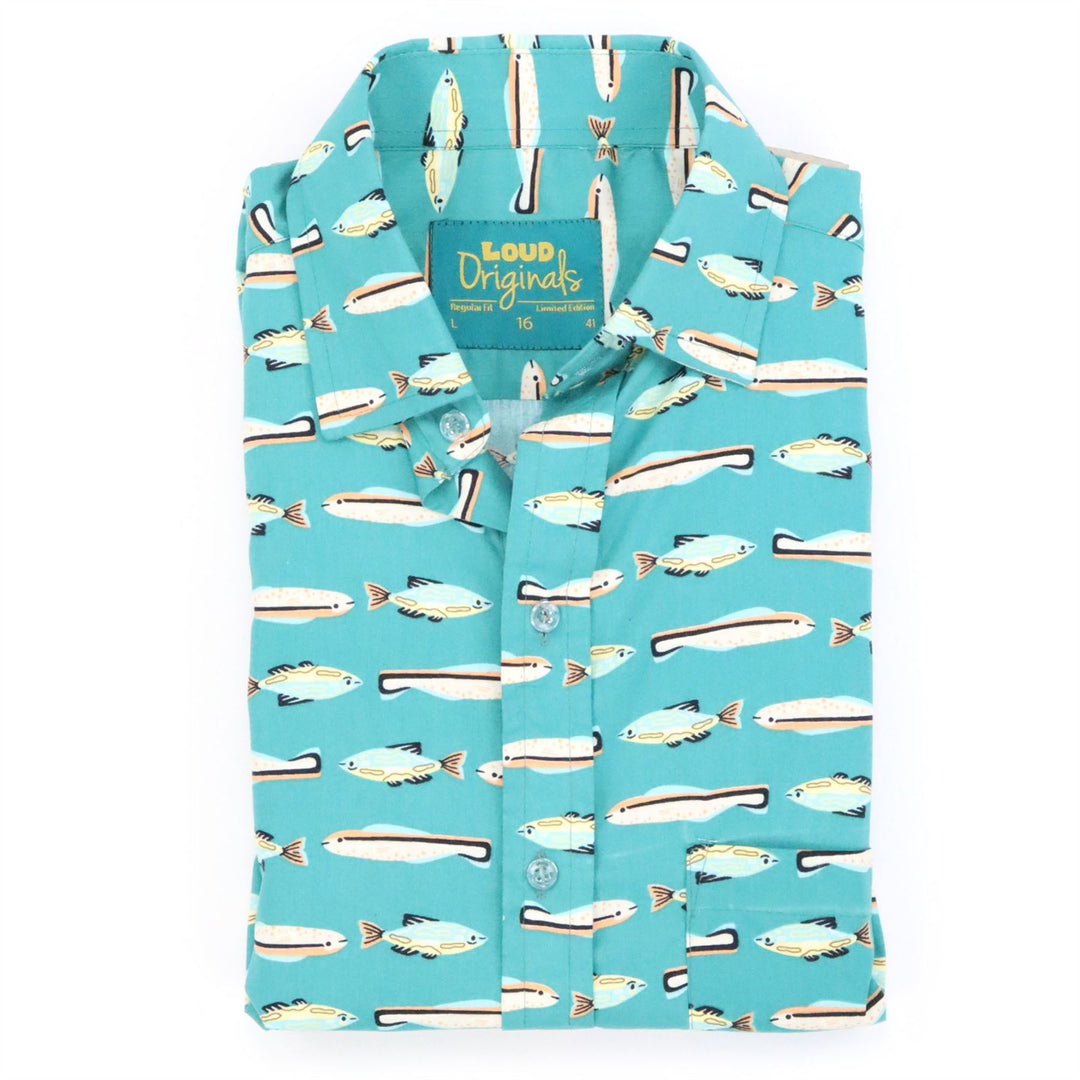 Regular Fit Short Sleeve Shirt - Turquoise Fish