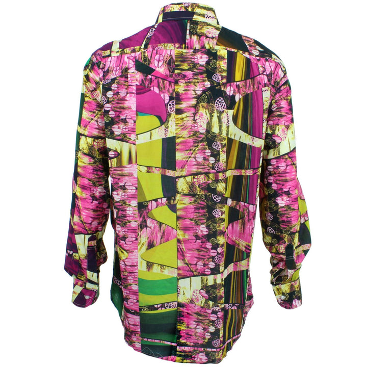 Regular Fit Long Sleeve Shirt - Pink & Green Abstract