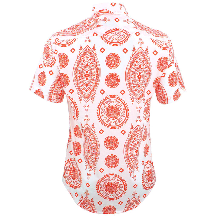 Tailored Fit Short Sleeve Shirt - Mandala Style Indian Print