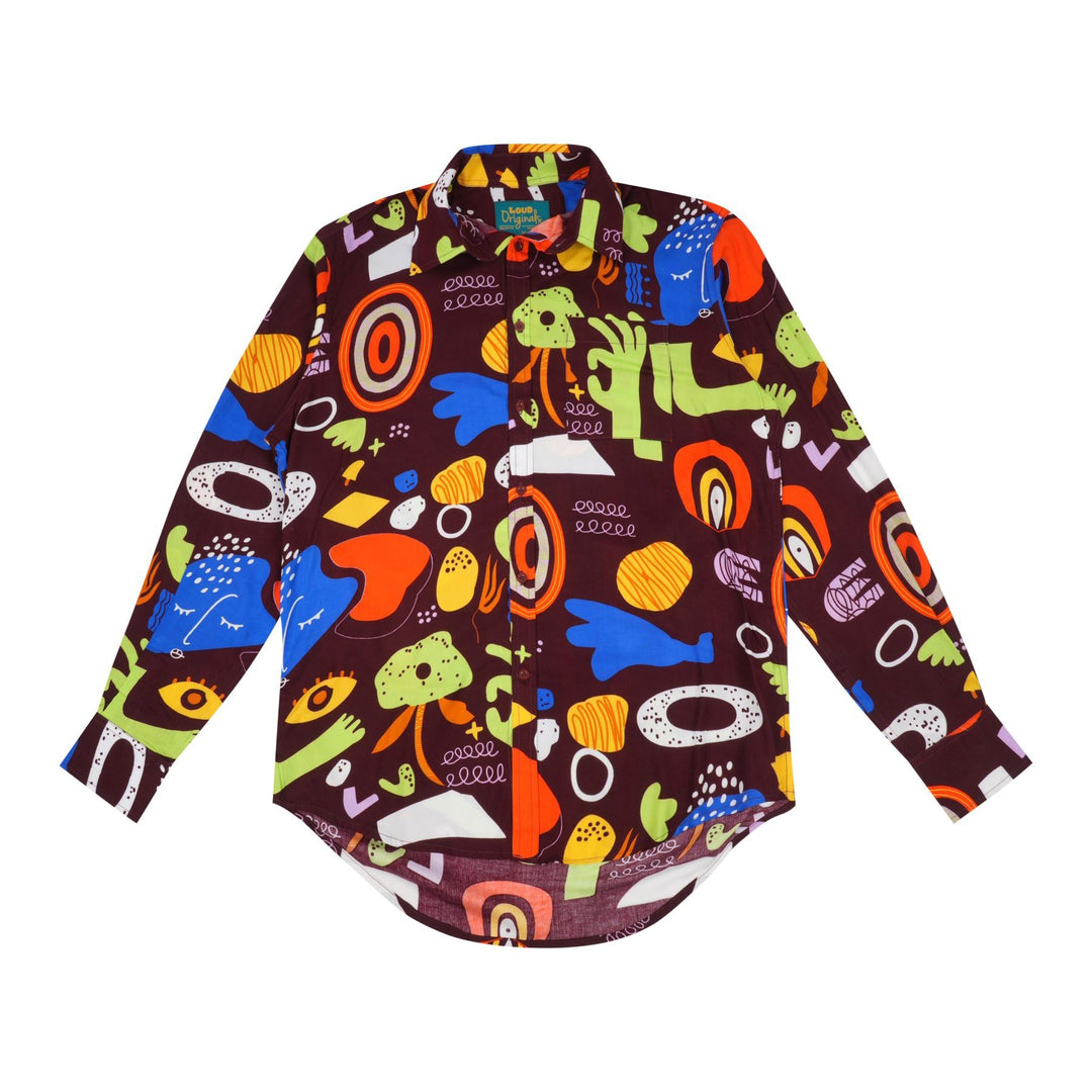 Regular Fit Long Sleeve Shirt - Cosmic Pop Maroon