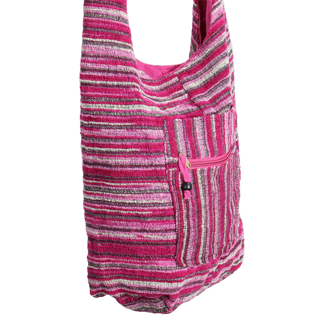 Striped Chenille Sling Shoulder Bag  - Pink