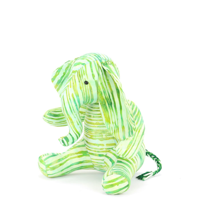 Batik Cotton Friendship Elephant - Green Stripe