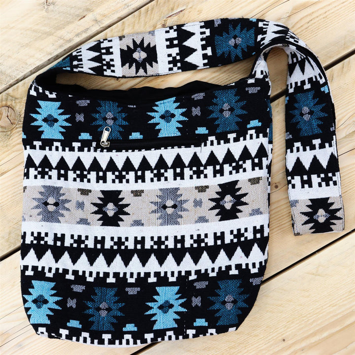 Cotton Canvas Sling Shoulder Bag - Aztec Grey