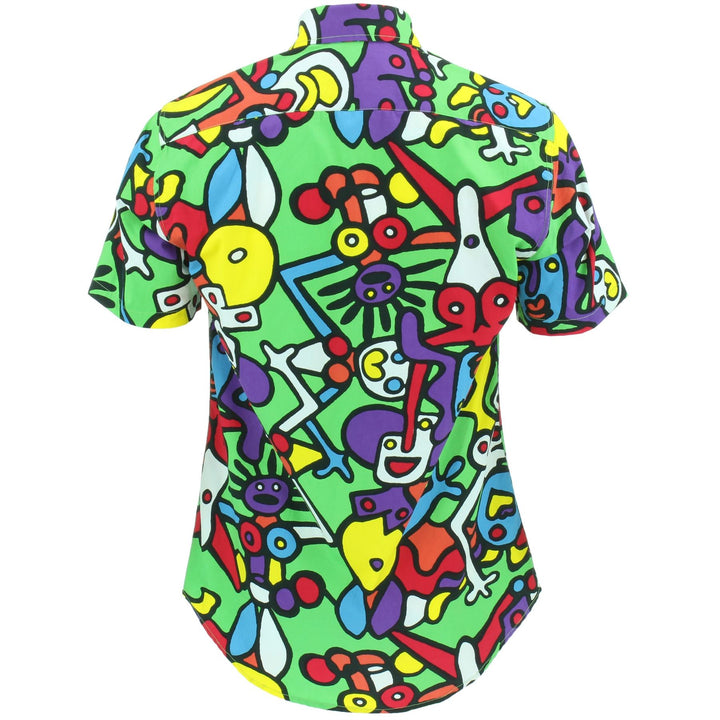 Tailored Fit Short Sleeve Cotton Shirt - Tiffy Print - Green