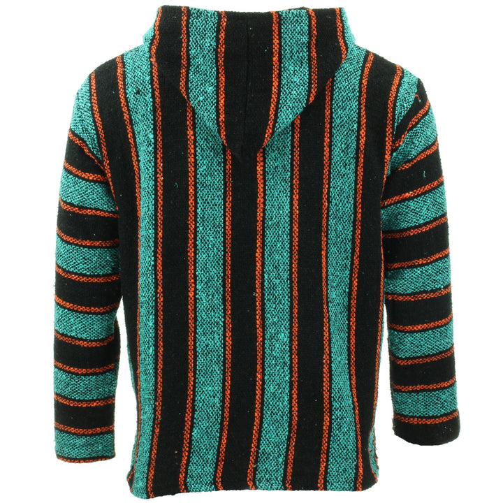 Recycled Mexican Baja Jerga Hoody - Teal Orange