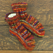 Hand Knitted Wool Ankle Socks - SD Red Mix