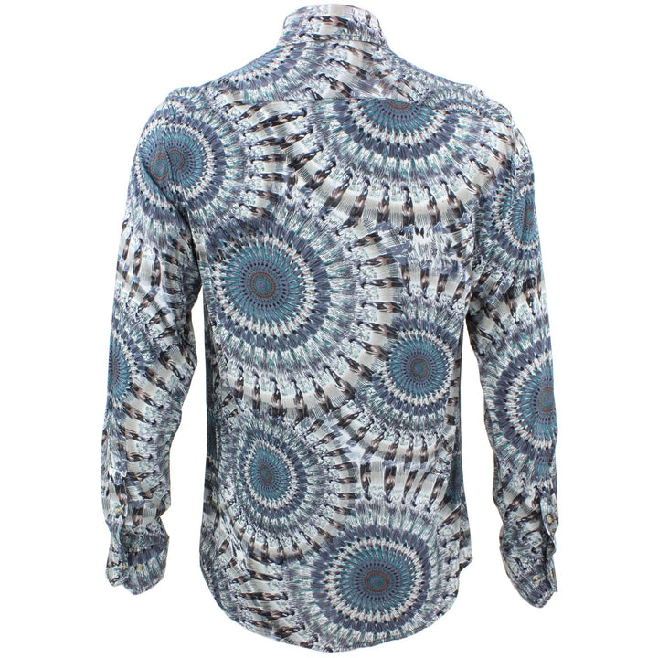 Tailored Fit Long Sleeve Shirt - Grey Blue Concentric Rings