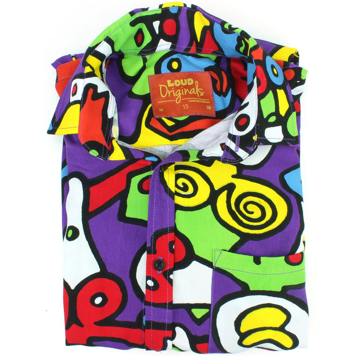 Slim Fit Long Sleeve Rayon Shirt - Tiffy Print - Purple