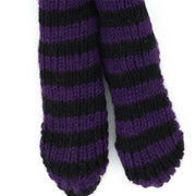 Hand Knitted Wool Slipper Socks - Stripe Purple Black