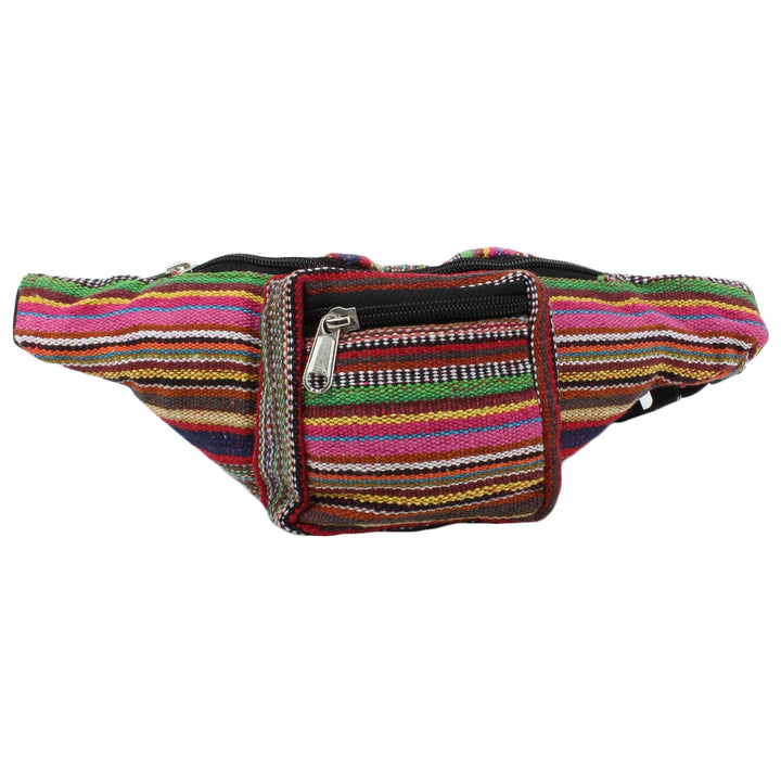 Canvas Bum Bag Money Belt Fanny Pack Pink & Multi Mix