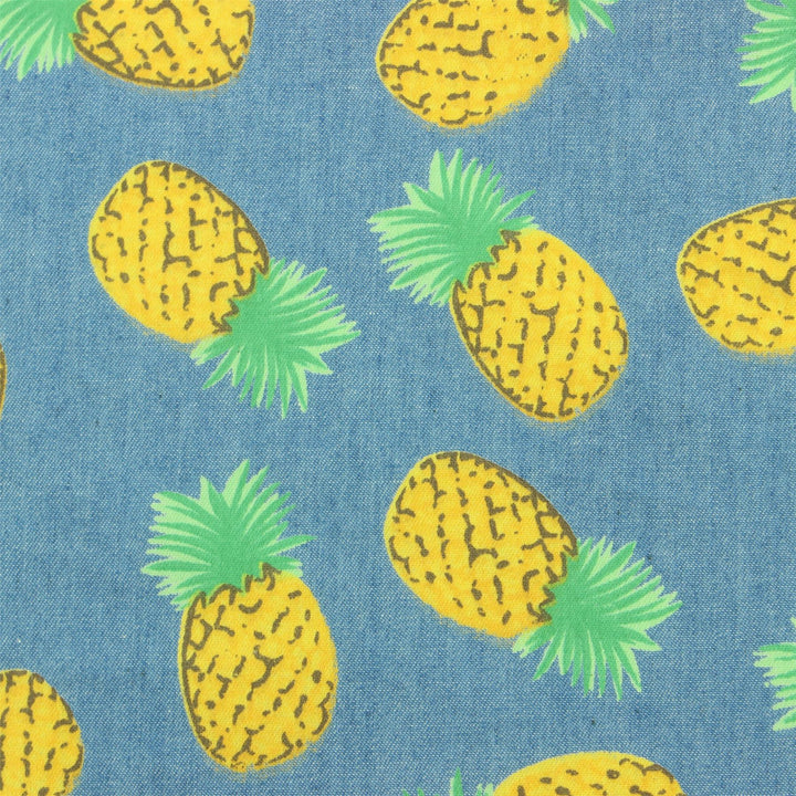 Tailored Fit Short Sleeve Shirt - Denim Blue Pineapples
