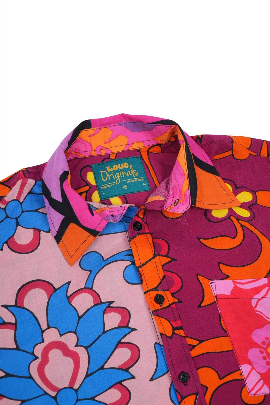 Regular Fit Long Sleeve Shirt - Random Mixed Panel Bold Floral