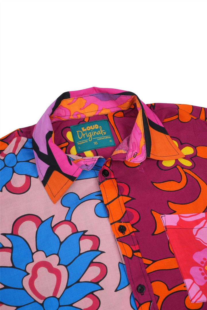 Regular Fit Long Sleeve Shirt - Random Mixed Panel Bold Floral