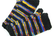 Hand Knitted Wool Arm Warmer - Stripe Black Rainbow SD