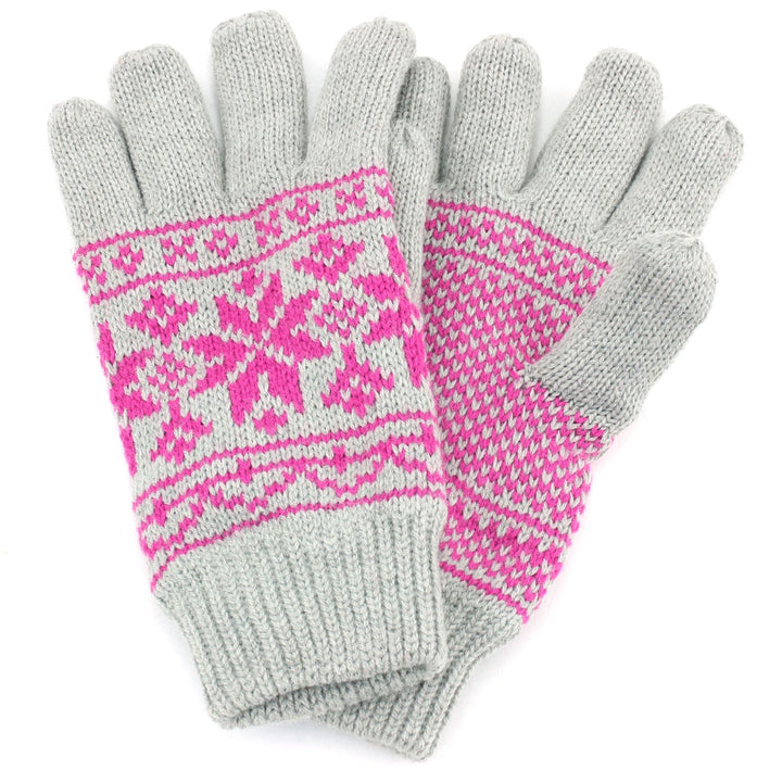 Aztec Knitted Gloves - Grey