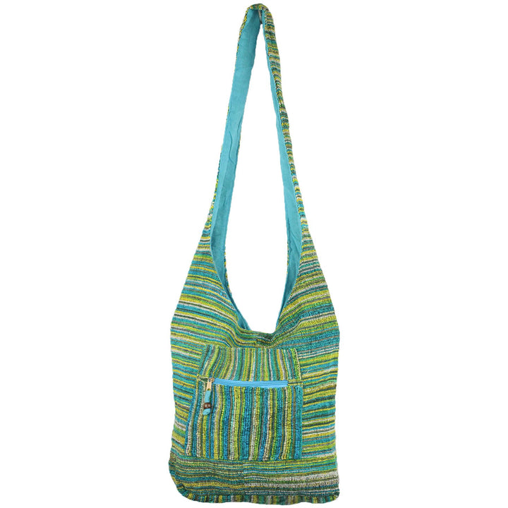 Striped Chenille Sling Shoulder Bag - Turq Yellow