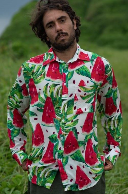 Regular Fit Long Sleeve Shirt - Watermelon Palm