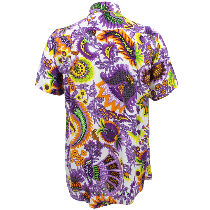 Regular Fit Short Sleeve Shirt - Bright Purple Floral