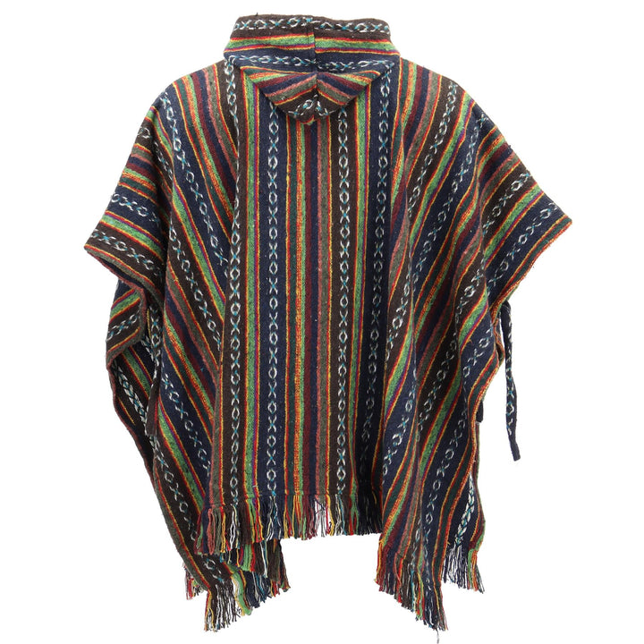 Brushed Cotton Hooded Poncho - Brown
