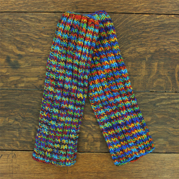 Hand Knitted Wool Leg Warmers - SD Rainbow Mix