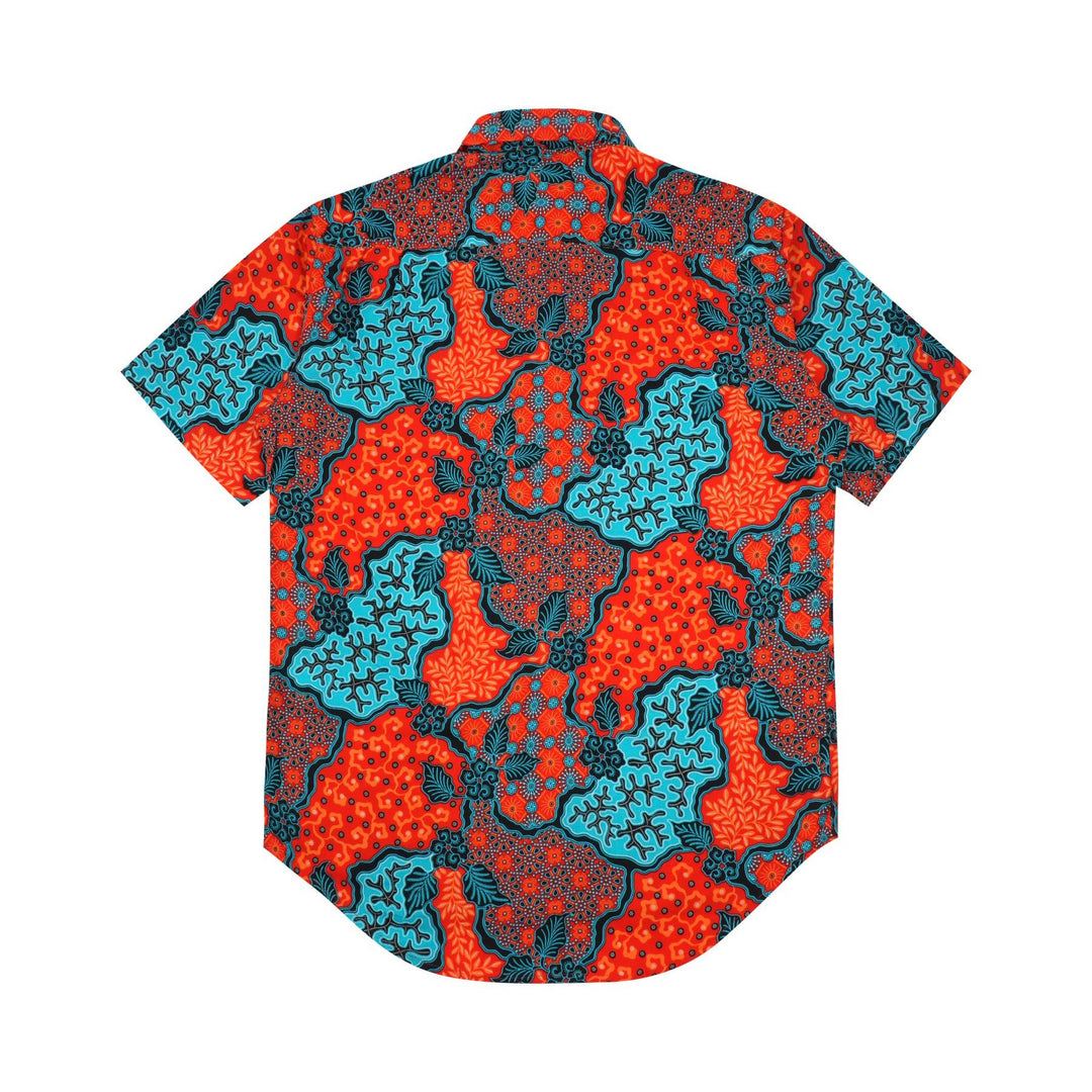 Regular Fit Short Sleeve Shirt - Coral Batik Mosaic