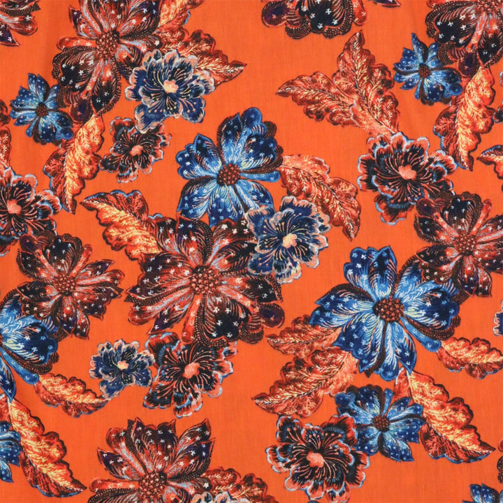 Regular Fit Short Sleeve Shirt - Burnt Orange Floral