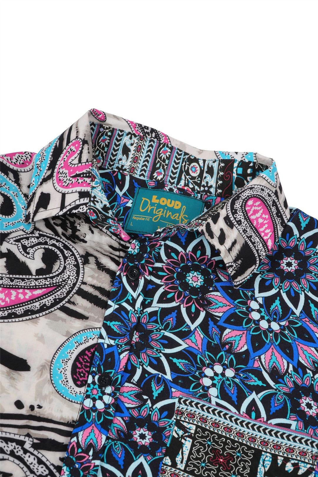 Regular Fit Long Sleeve Shirt - Random Mixed Panel Paisley Floral