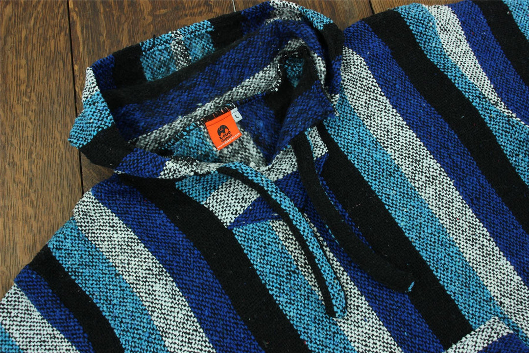 Recycled Mexican Baja Jerga Hoody - Blue Mix