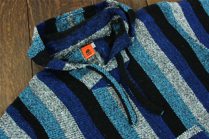 Recycled Mexican Baja Jerga Hoody - Blue Mix