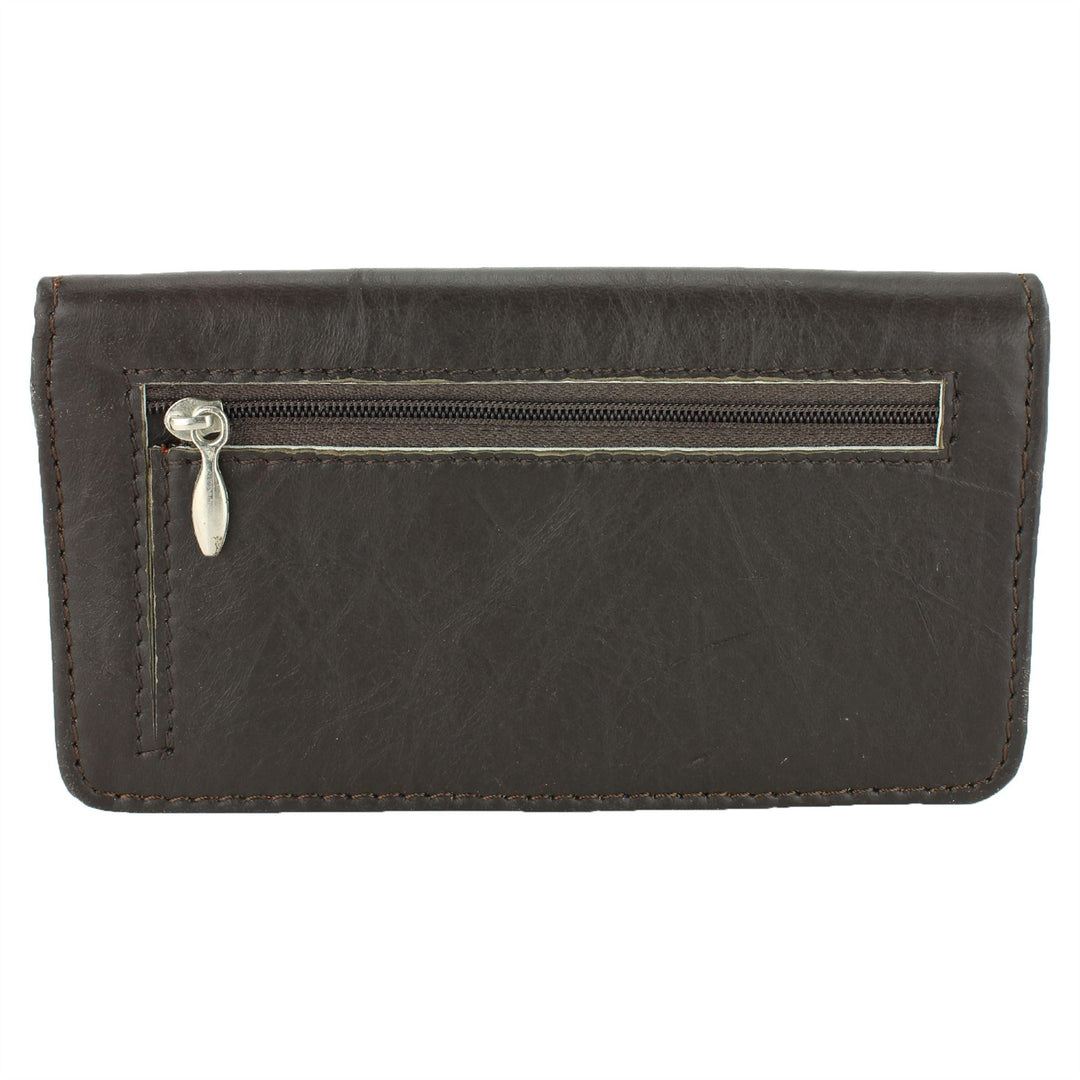 Real Leather Colourful Purse Wallet - Brown