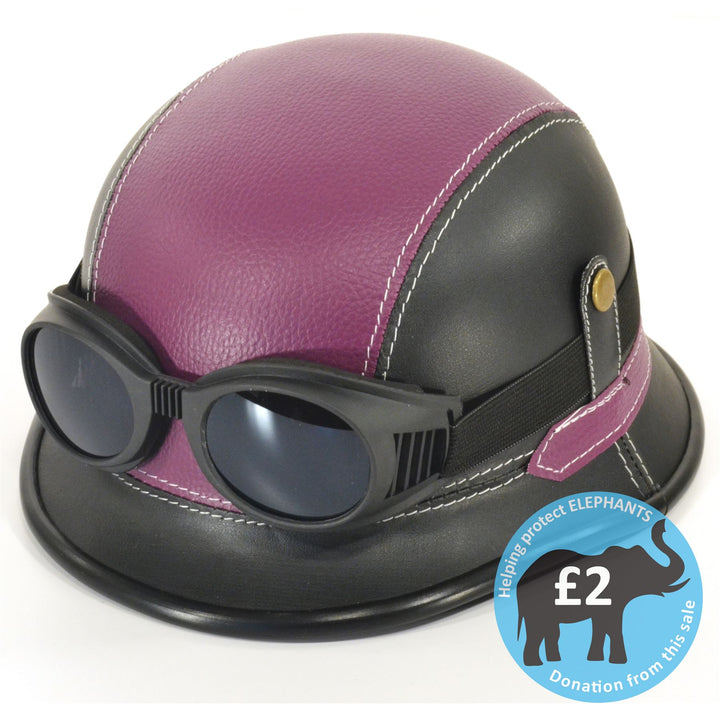 Combat Novelty Festival Helmet with Goggles - Purple & Black