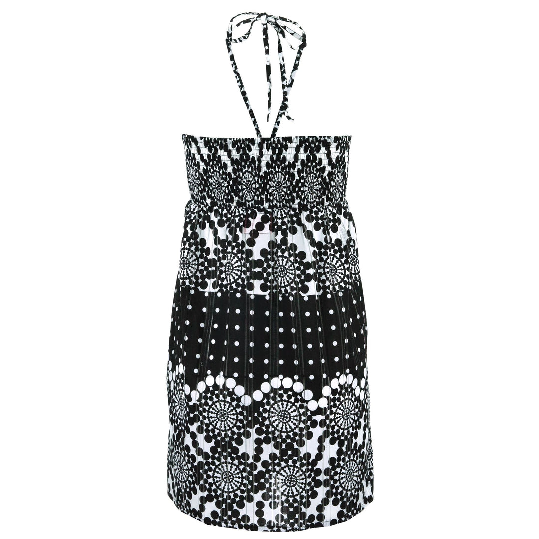 Halterneck Wrinkle Dress - Polka Circles