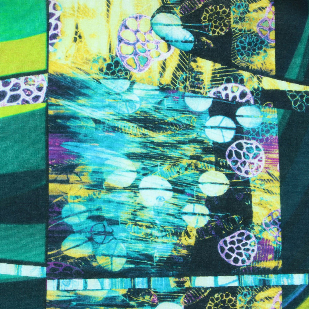 Regular Fit Long Sleeve Shirt - Green & Blue Abstract