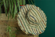 Hemp Sun Hat - Frayed Multi Stripe