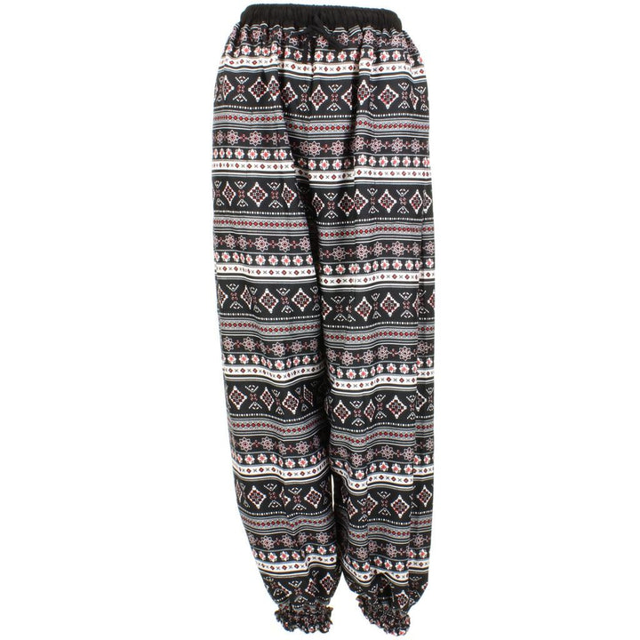 Ali Baba Trousers - Striped Geometric (Black & White)