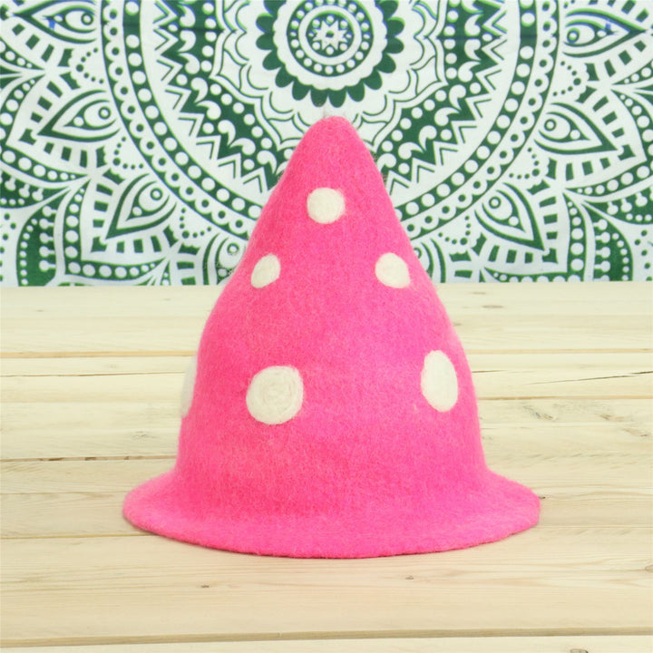 LoudElephant Handcrafted Wool Felt Hat from Nepal - Elf Cerise