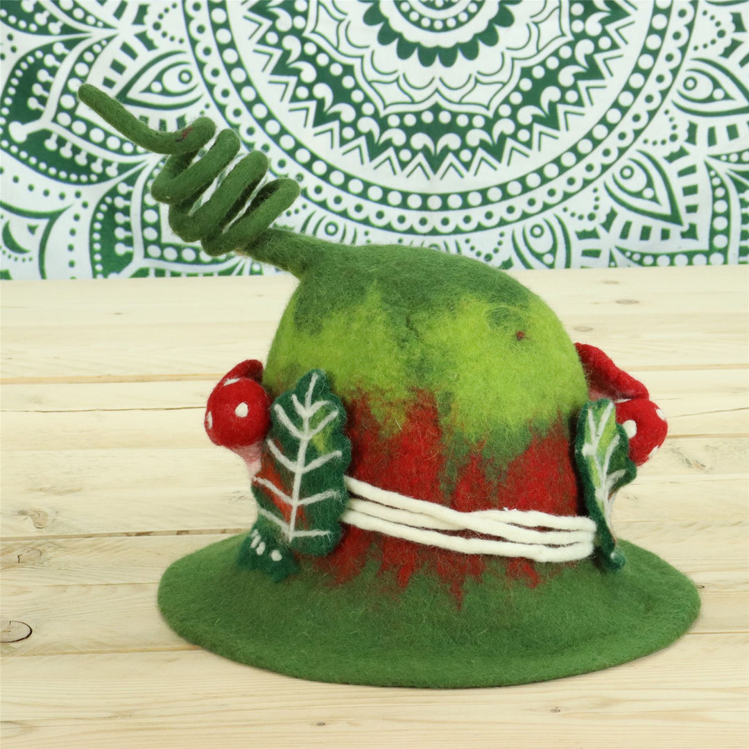 LoudElephant Handcrafted Wool Felt Hat from Nepal - Woodland Spiral